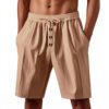 Men's Relaxed Fit Casual Beach Button Cropped Sports Shorts