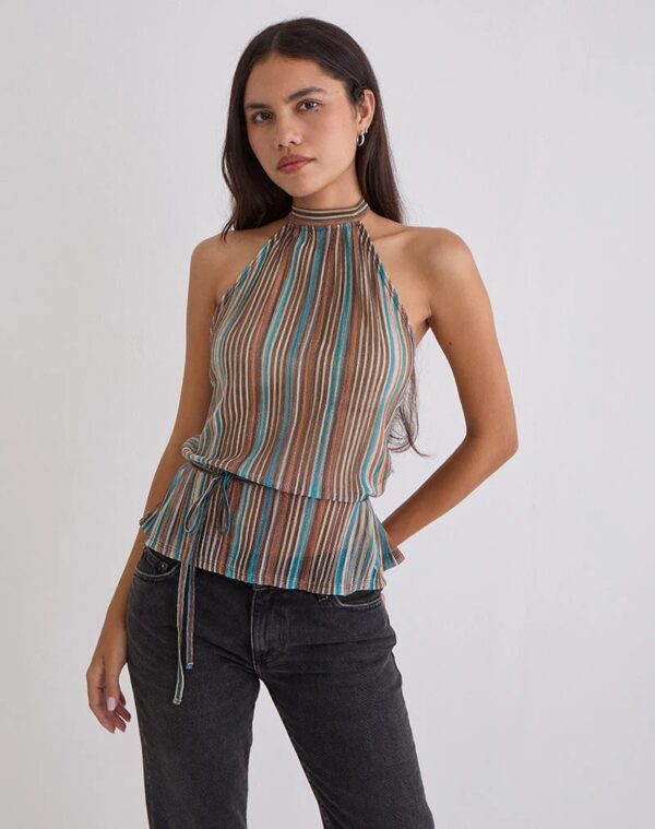Women's Backless Strappy Halter Trendy Tank Top