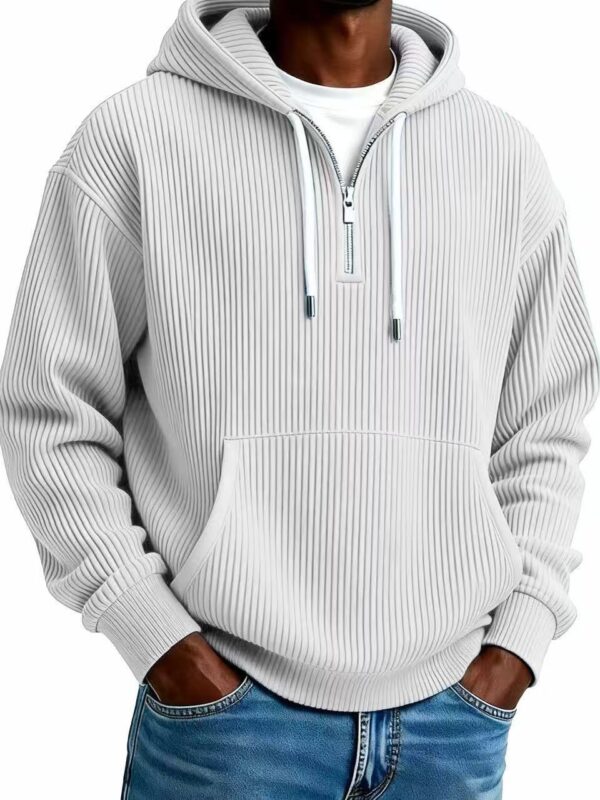 Men's Casual Solid-Colored Corduroy Long-Sleeve Hoodie
