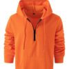 Men's Trendy Plaid Jacquard Solid-Color Casual Hoodie Sweater