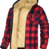 Men's Thick Cotton Checkered Trucker Loose Fit Hooded Zip Jacket