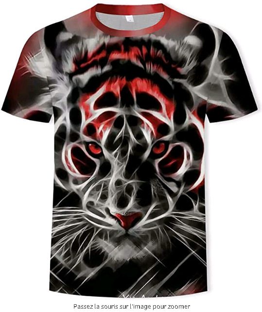 Men's 3D-Printed Wild Animal Graphic Short Sleeve T-Shirt for Casual Wear