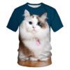 Men's Casual T-shirt with Eye-Catching 3D Printed Cat Pattern – Short Sleeve Comfort!