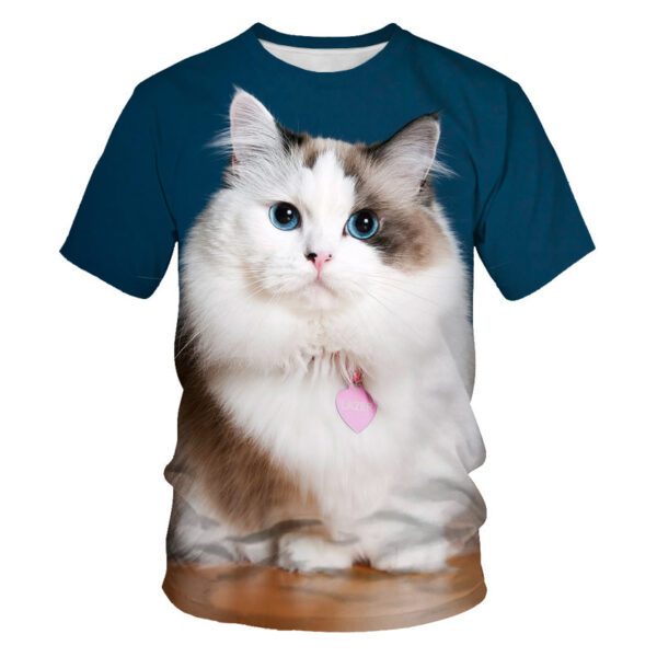 Men's Casual T-shirt with Eye-Catching 3D Printed Cat Pattern – Short Sleeve Comfort!