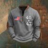 Men's Casual Retro 3D Digital Print Fashion Zip Up Pullover Hoodie