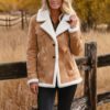 Women's Fashionable Retro Pocket Lapel Button Fur Coat