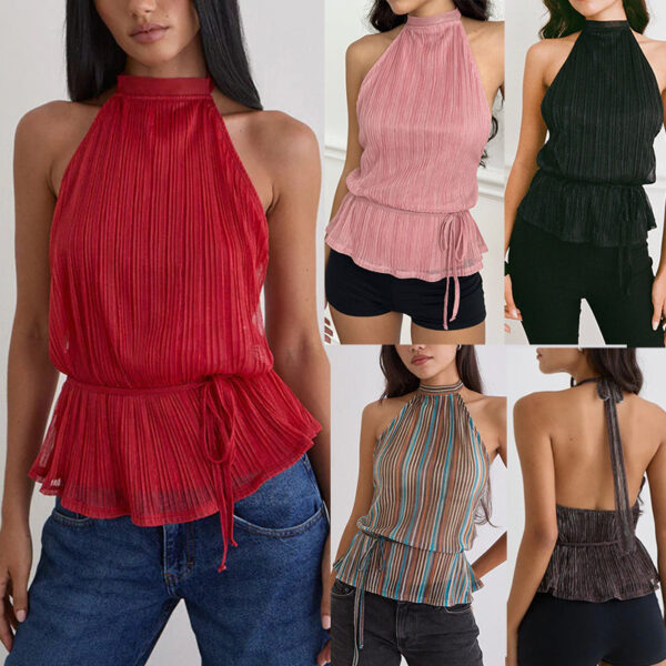 Women's Backless Strappy Halter Trendy Tank Top
