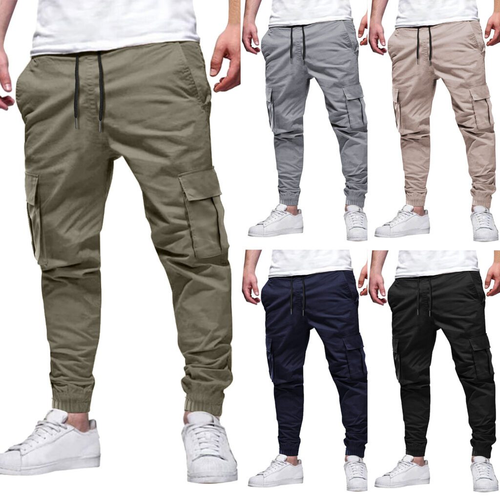 Men's Casual Retro Multi-Pocket Drawstring Leisure Cargo Pants