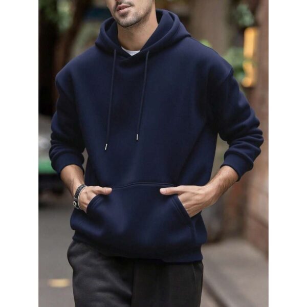 Men's Fashionable Solid-Color Drop-Shoulder Long-Sleeve Hoodie