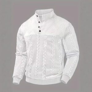 Men's Retro Casual Stand-Up Collar Four-Button Pullover Sweater