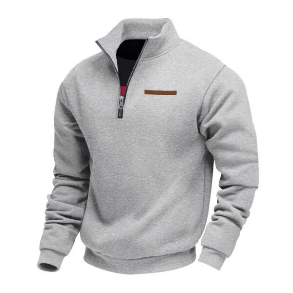 e8ef514d-30f5-48d3-9b16-4e4cd5548026.jpg Men's Casual Fleece-Lined Mid-Length Zip-Up Loose-fit Stand-up Collar Sweater
