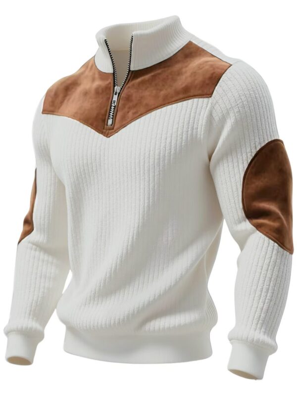 Men's Trendy Casual Corduroy High-Neck Zip-Up Sweater