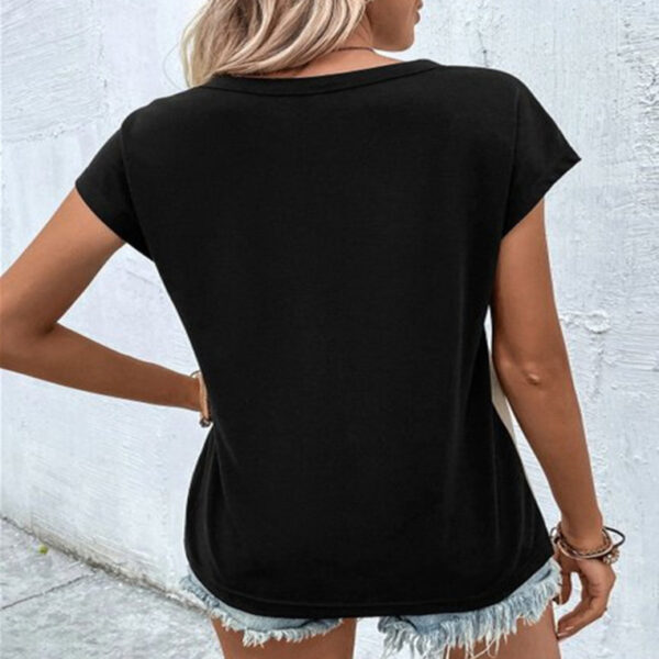 Women's Fashionable Color-Blocked Casual Short Sleeve Top