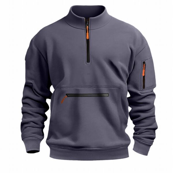 Men's Athletic Stand-Up Collar Zipper Fleece Sweater