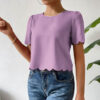 Women's Trendy Solid Color Casual Scalloped Crop-Top