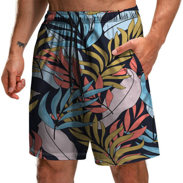 Men's Summer Fashion 3D Printed Leaf Series 3D Printed Casual Beach Shorts