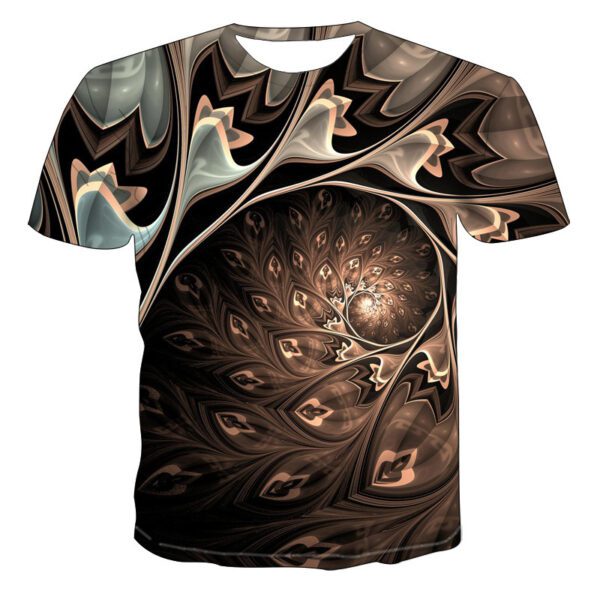 Men's Casual Short Sleeve T-shirt with Striking 3D Printed Abstract Design