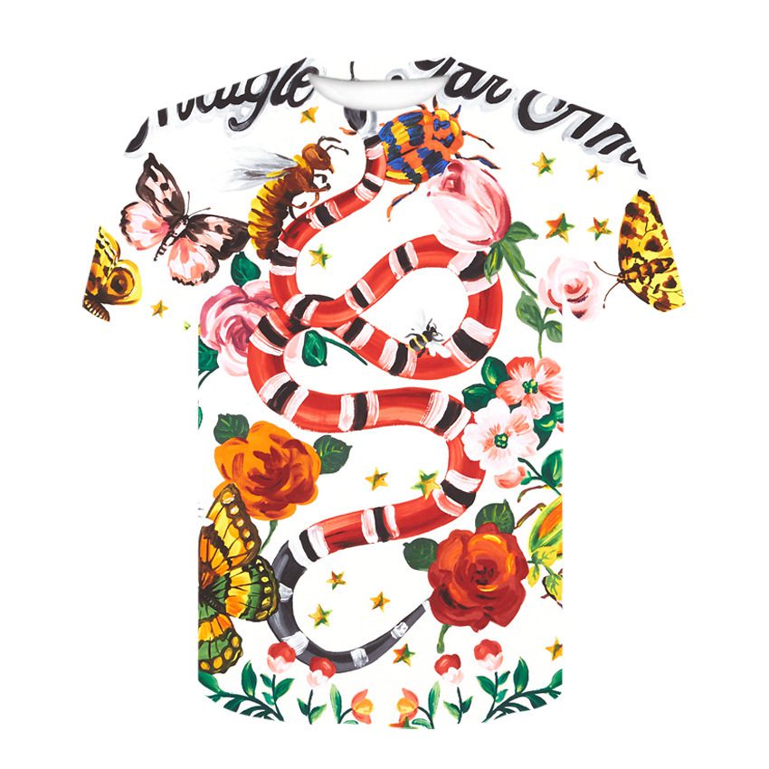 Men's 3D Digital Printed Animal Round Neck Casual Short Sleeve T-shirt
