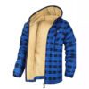 Men's Thick Cotton Checkered Trucker Loose Fit Hooded Zip Jacket