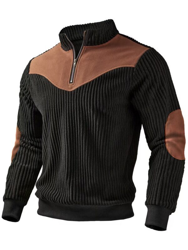 Men's Trendy Casual Corduroy High-Neck Zip-Up Sweater