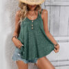 Women's Solid Color Round Neck Sleeveless Casual Button-Up Top