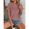 Women's Casual Hollow-Out Mesh Embroidered Batwing Short Sleeve Top