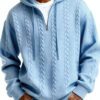 Men's Fashionable Half-zip Casual Hooded Sweater With Long Sleeves