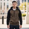 Men's Retro Casual Drawstring Hooded Pullover Sweater