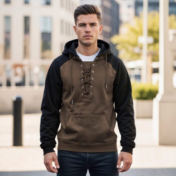 Men's Retro Casual Drawstring Hooded Pullover Sweater