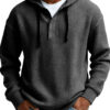 Men's Retro Ribbed Casual Half-Button Hooded Sweater